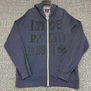Independent Hoodie Men Large Blue Full Zip Long Sleeve Pocket Outdoor L